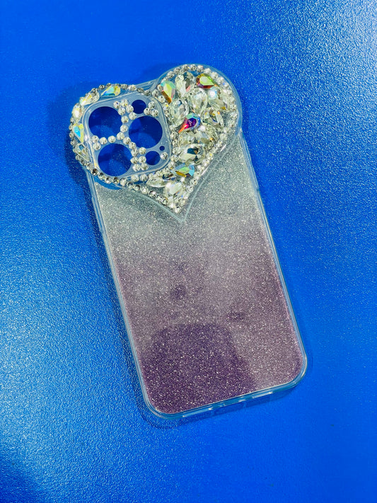 iPhone 15 pro max Diamond Heart Glitter Case