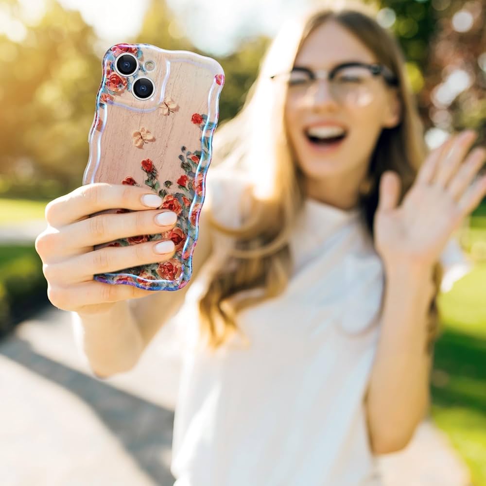 iPhone 11 pro max Ottwen Luxury Laser Oil Painting Flower Case