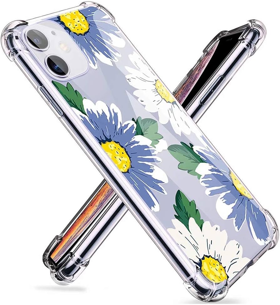 iPhone 12 pro Jacyren Blue Flower Shockproof Case with Pack of Two Temperd