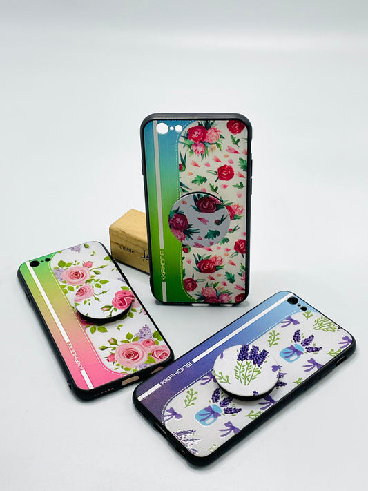 Iphone 6/6S Print Flower Case with Pop socket