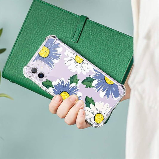 iPhone 12 pro Jacyren Blue Flower Shockproof Case with Pack of Two Temperd