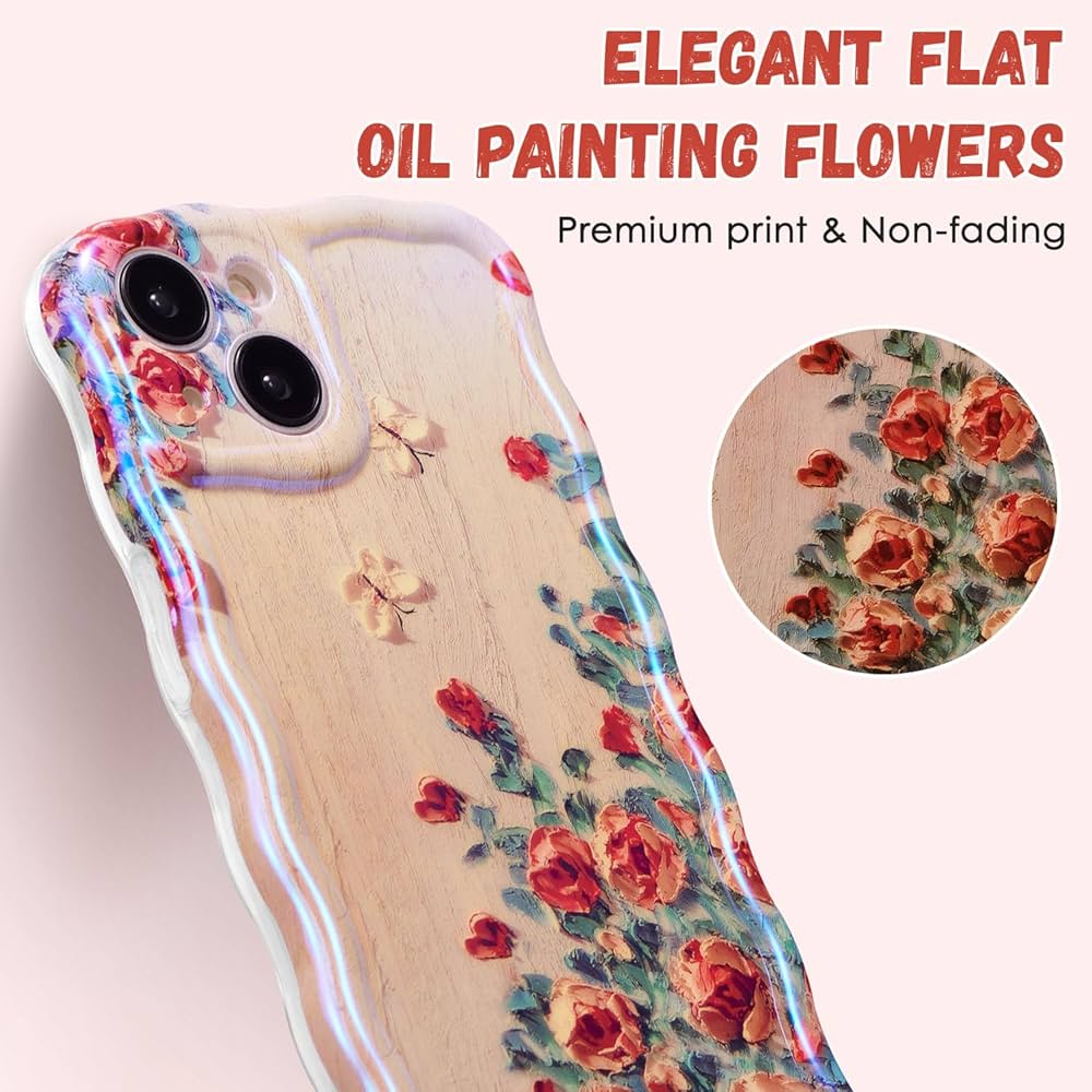 iPhone 11 pro max Ottwen Luxury Laser Oil Painting Flower Case
