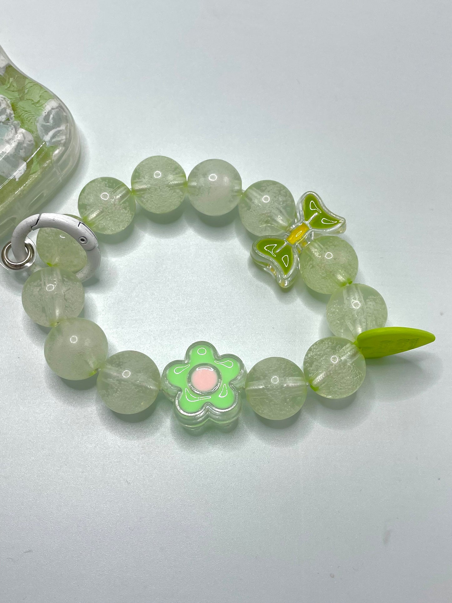 iPhone 12 pro Green Oil Painting Case with Suitable Lanyard