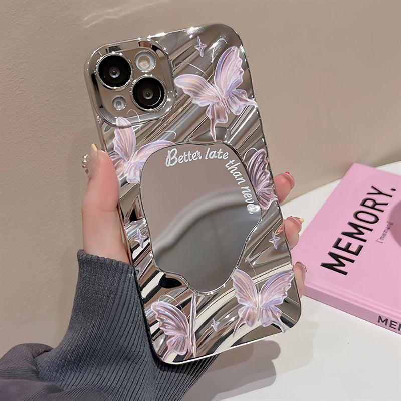 ✨ Cute Pink Butterfly 🦋 Mirror Case ✨