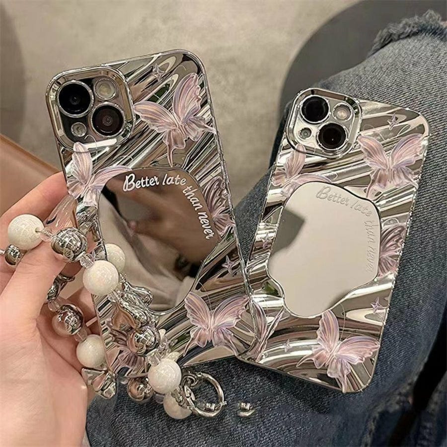 ✨ Cute Pink Butterfly 🦋 Mirror Case ✨